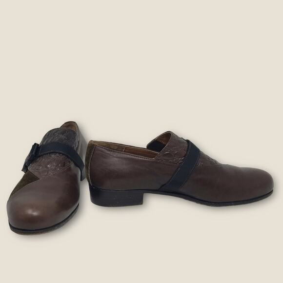 Cesare Paciotti Italian  Slip On Loafers Brown Leather & Suede Luxury Size 9